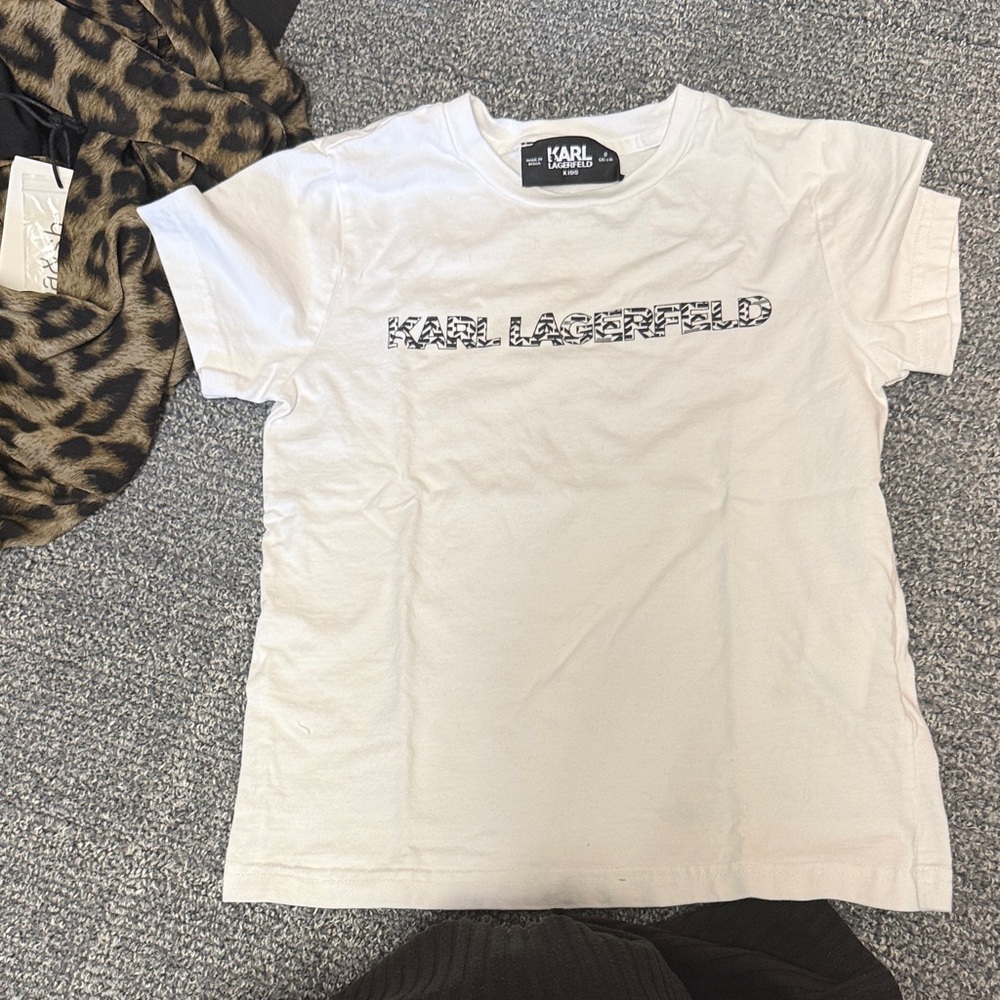 Karl Lagerfeld Kids White Tee with Patterned Logo